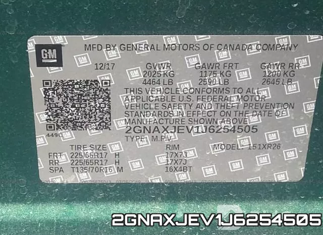 2GNAXJEV1J6254505 фото 10