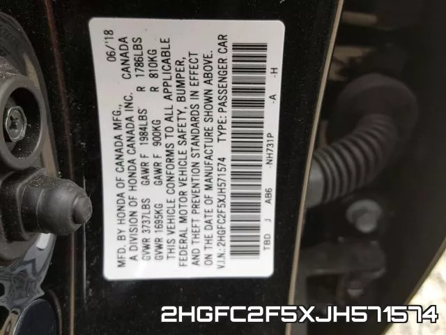 2HGFC2F5XJH571574 фото 2