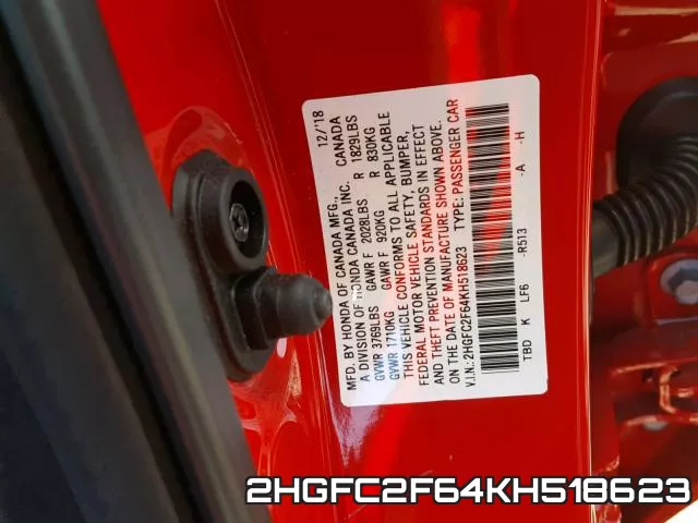 2HGFC2F64KH518623 фото 2
