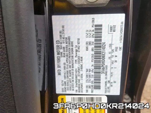 3FA6P0HD0KR214024 фото 2
