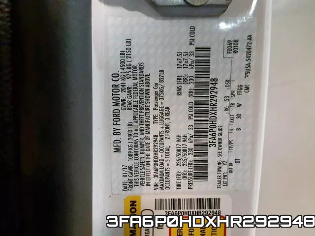 3FA6P0HDXHR292948 фото 2