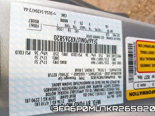 3FA6P0MU7KR265820 фото 2