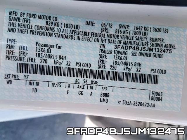 3FADP4BJ5JM132475 фото 2