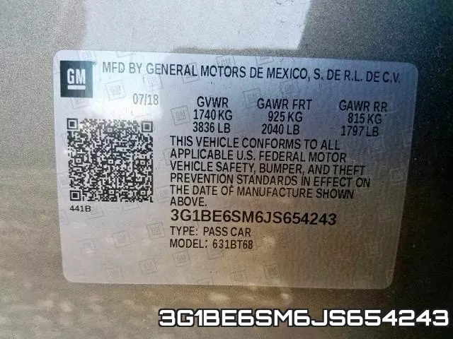 3G1BE6SM6JS654243 фото 2