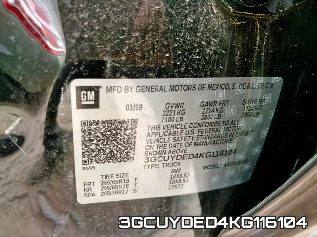 3GCUYDED4KG116104 фото 2