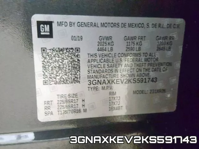 3GNAXKEV2KS591743 фото 2