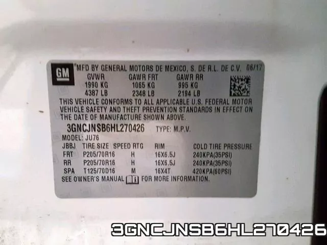 3GNCJNSB6HL270426 фото 2