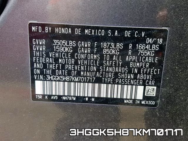 3HGGK5H87KM701717 фото 2