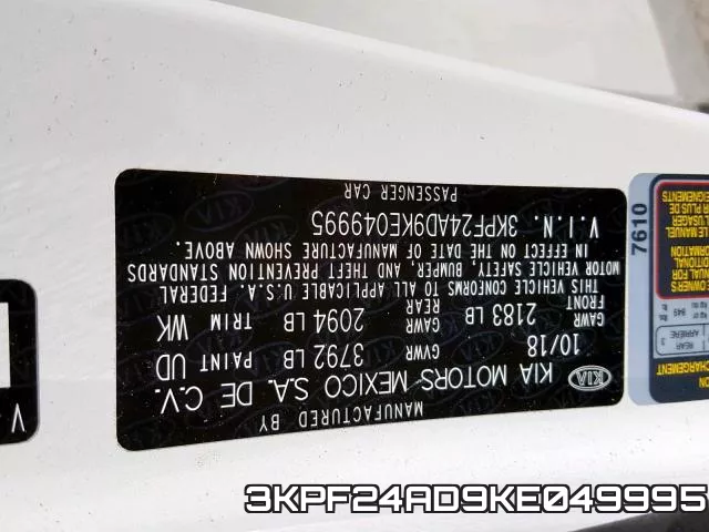 3KPF24AD9KE049995 фото 2