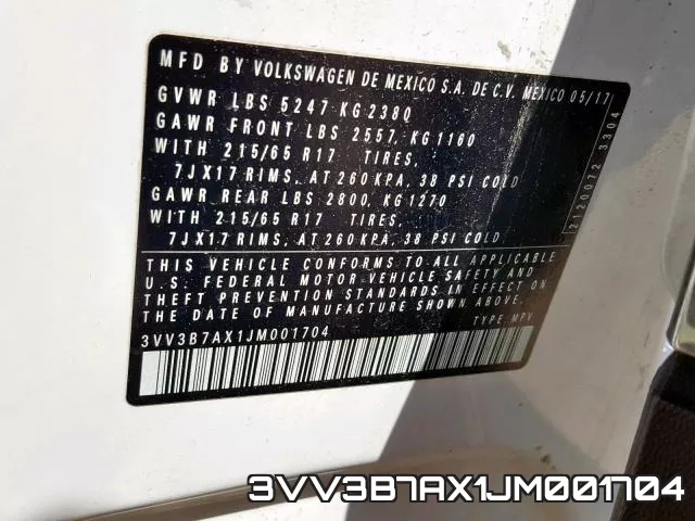 3VV3B7AX1JM001704 фото 2