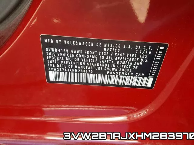 3VW2B7AJXHM283970 фото 2