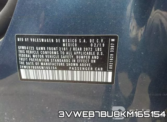 3VWEB7BU8KM165154 фото 10