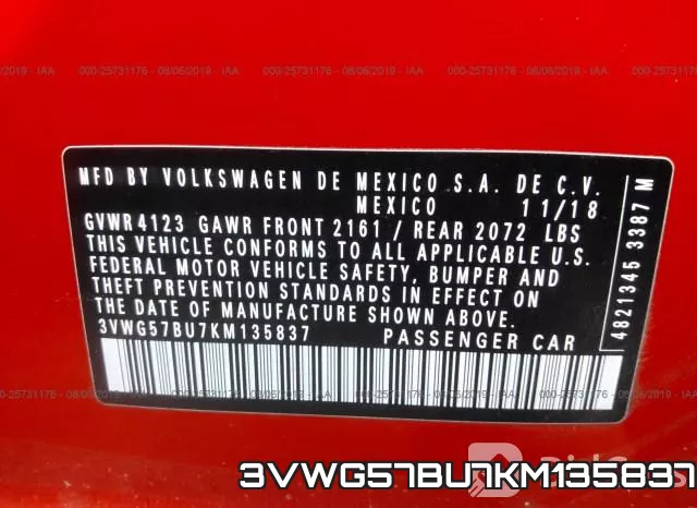 3VWG57BU7KM135837 фото 10