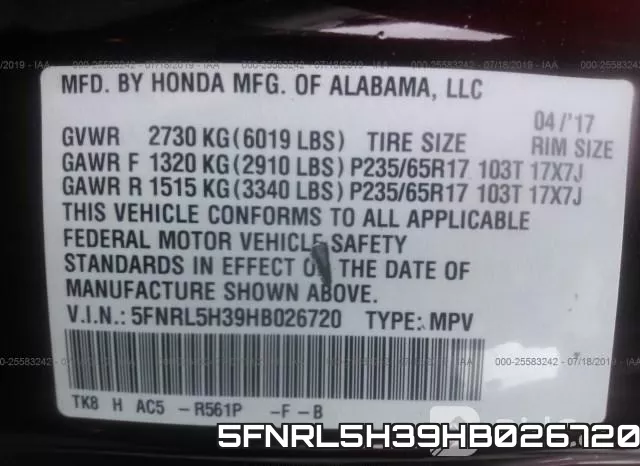 5FNRL5H39HB026720 фото 10