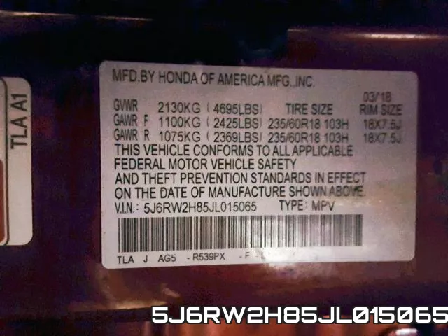 5J6RW2H85JL015065 фото 2