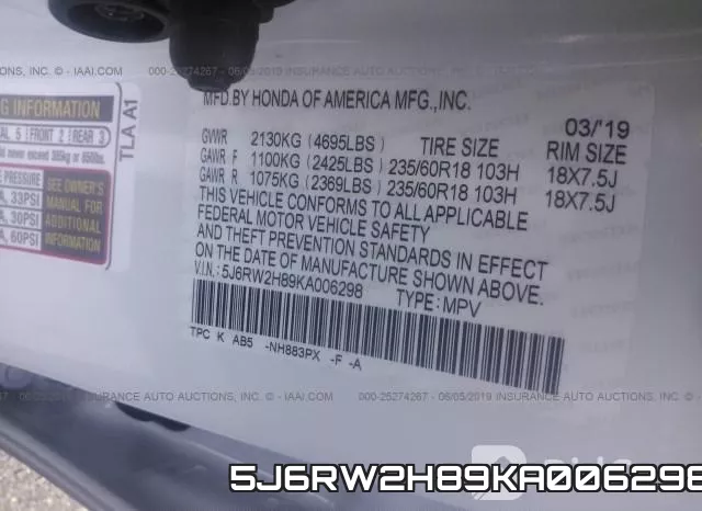 5J6RW2H89KA006298 фото 10
