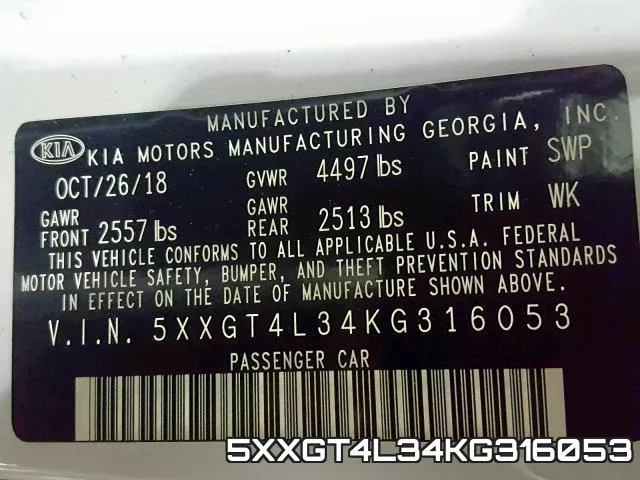 5XXGT4L34KG316053 фото 2