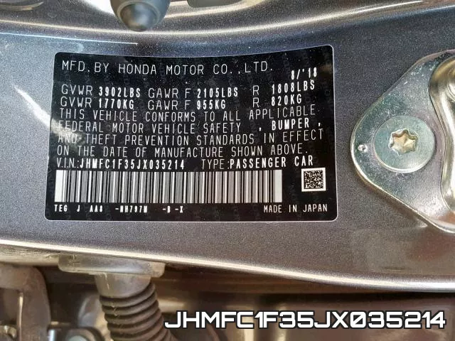 JHMFC1F35JX035214 фото 2