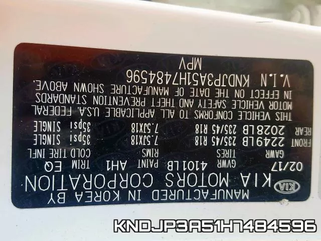 KNDJP3A51H7484596 фото 2