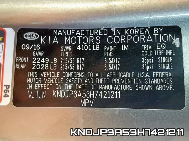 KNDJP3A53H7421211 фото 2
