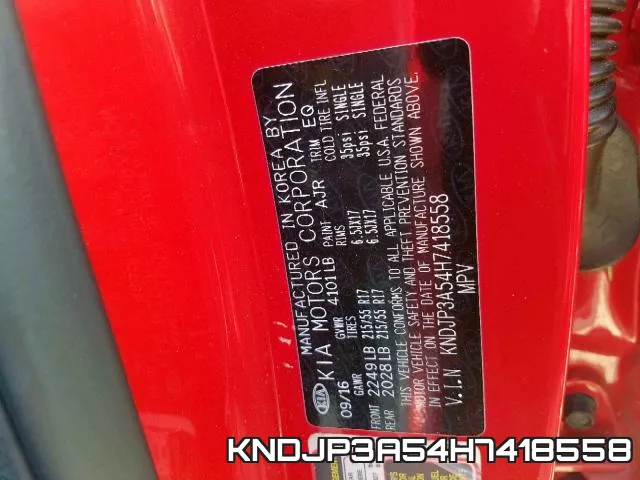 KNDJP3A54H7418558 фото 2