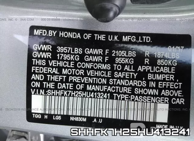 SHHFK7H25HU413241 фото 10