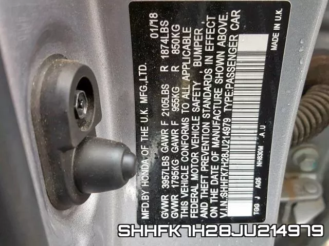 SHHFK7H28JU214979 фото 2