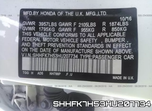 SHHFK7H53HU207734 фото 10