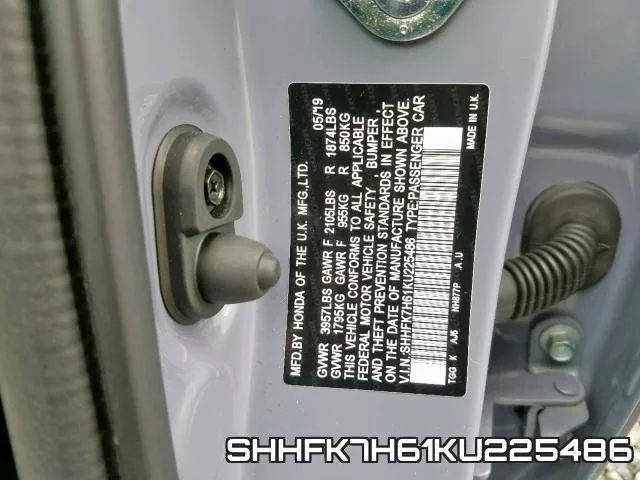 SHHFK7H61KU225486 фото 2
