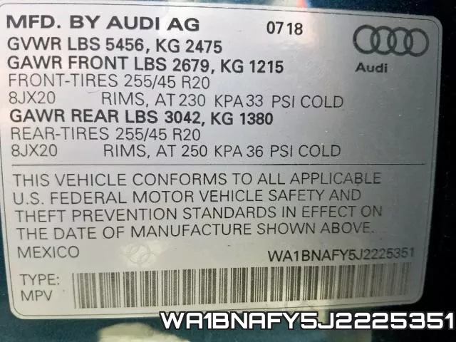 WA1BNAFY5J2225351 фото 2