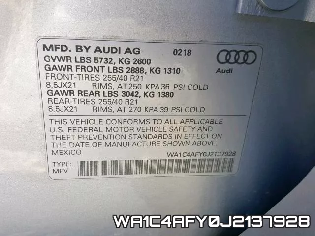 WA1C4AFY0J2137928 фото 2