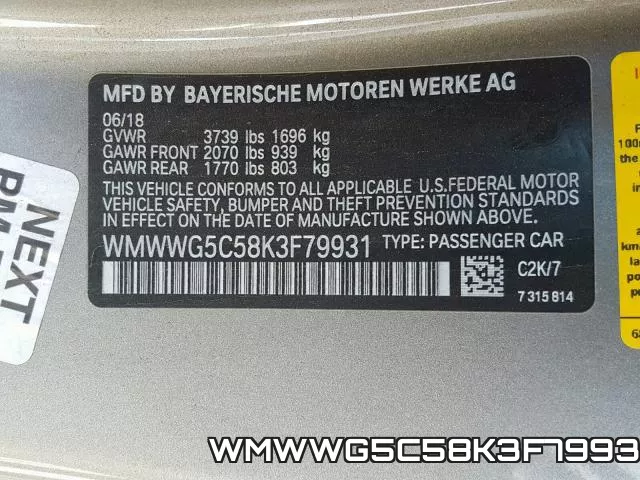 WMWWG5C58K3F79931 фото 2