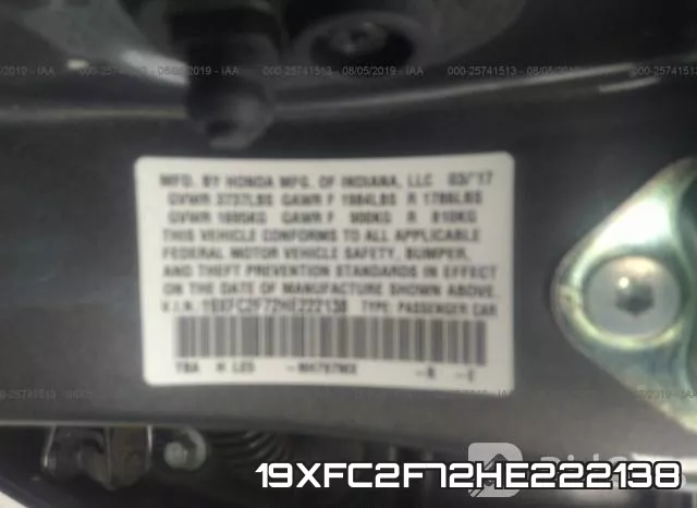 19XFC2F72HE222138 фото 10