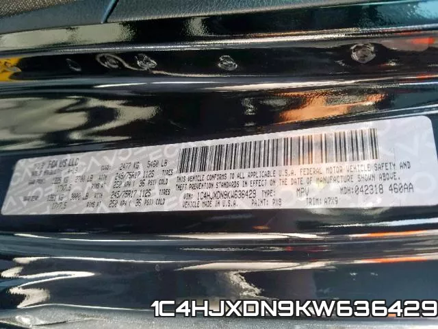 1C4HJXDN9KW636429 фото 2