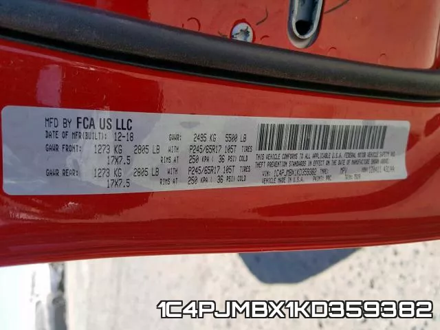 1C4PJMBX1KD359382 фото 2