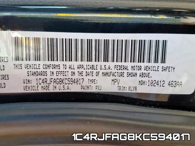 1C4RJFAG8KC594017 фото 2