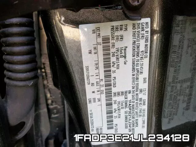 1FADP3E21JL234128 фото 2