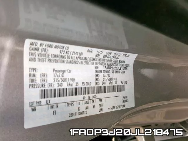 1FADP3J20JL218475 фото 2