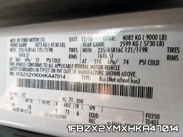 1FBZX2YMXHKA47014 фото 2