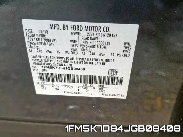 1FM5K7D84JGB08408 фото 2