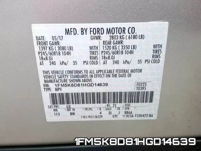 1FM5K8D81HGD14639 фото 2