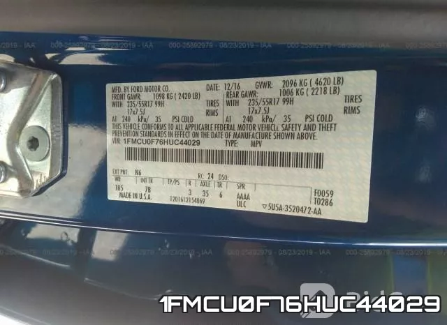 1FMCU0F76HUC44029 фото 10