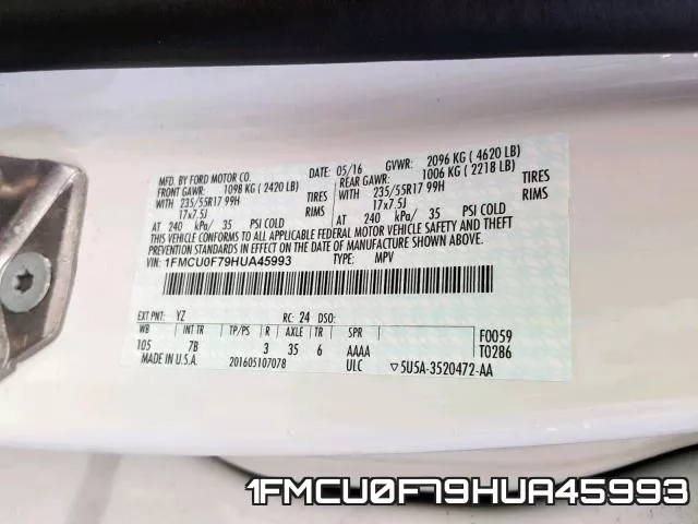 1FMCU0F79HUA45993 фото 2