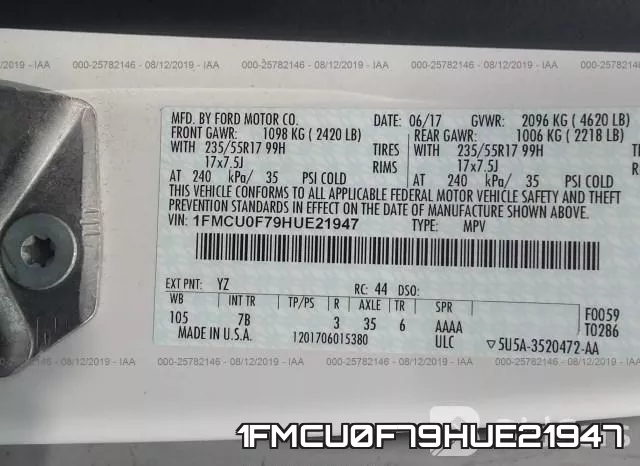 1FMCU0F79HUE21947 фото 10