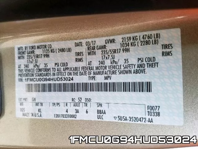 1FMCU0G94HUD53024 фото 2