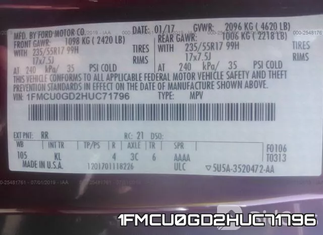 1FMCU0GD2HUC71796 фото 10
