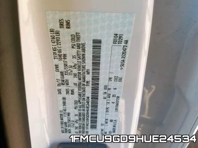 1FMCU9GD9HUE24534 фото 2