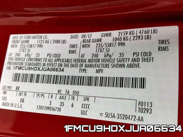 1FMCU9HDXJUA06634 фото 2