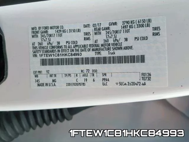 1FTEW1C81HKC84993 фото 2