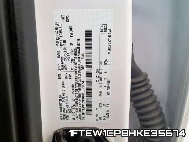 1FTEW1CP8HKE35674 фото 2